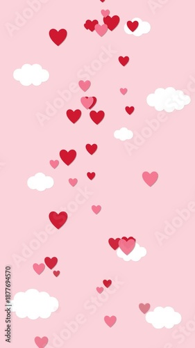 ハートの気球に乗ったクマ（縦型）