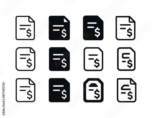 Freelancing Logo Variations. Freelancing. Icon set. Set Logo of freelancing: invoice document. harmonious logo variations of the same emblematic concept, each