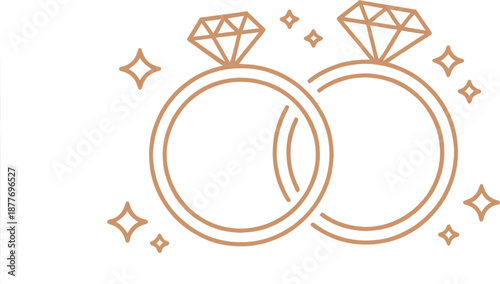 Luxury Gold Diamond Wedding and Engagement Rings Icon Set on Black Background Symbolizing Marriage, Love, Proposal, and Jewelry Design