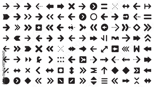 A Diverse Collection of Black and White Directional Arrows for Web and Graphic Design Projects