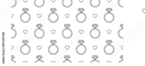 Luxury Gold Diamond Wedding and Engagement Rings Icon Set on Black Background Symbolizing Marriage, Love, Proposal, and Jewelry Design