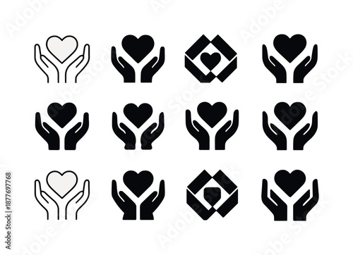 Positive Relationship Icons. Positive reinforcement in romantic relationships. Icon set. Set Logo of Positive reinforcement in romantic