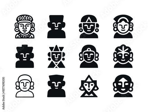 Cultural Heritage Icon Series. Cultural heritage tours and indigenous experiences. Icon set. Set Logo of cultural heritage tours and indigenous experiences: