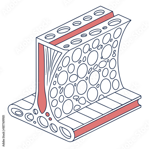 Advanced Insulation Foam Material Illustration with Cellular Abstract Microstructure for Thermal Protection