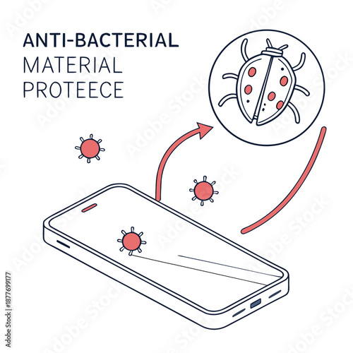 Anti-Bacterial Material Illustration Representing Protective Surface Shielding Against Germs and Bacteria