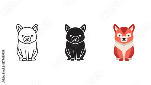 Vector Illustration of Corgi Dog Breeds in Various Colors