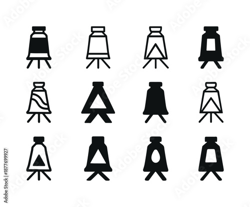 Paint Session Logos. Open-air painting sessions. Icon set. Set Logo of open-air painting sessions: paint tubes. harmonious logo variations of the