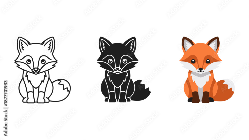 Fototapeta premium Fox Illustration Vector Graphics Set