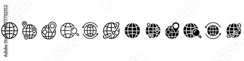 Location icon vector set. Route, Illustration sign collection.  Flights symbol. Globe logo.