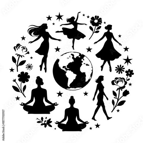 vector silhouettes of international women's day 