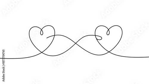 Abstract line drawing of intertwined hearts for valentine's day  