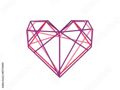 Geometric heart symbol in pink and purple for valentine's day  