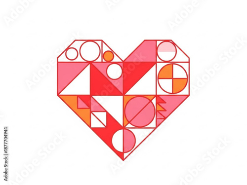 Geometric heart shape composed of colorful shapes for valentine's day  