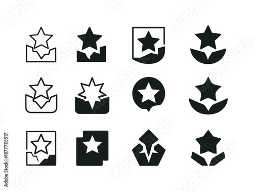 Innovative Logo Icons. Trends and innovations. Icon set. Set Logo of trends and innovations: breakthrough star icon. harmonious logo variations of the same