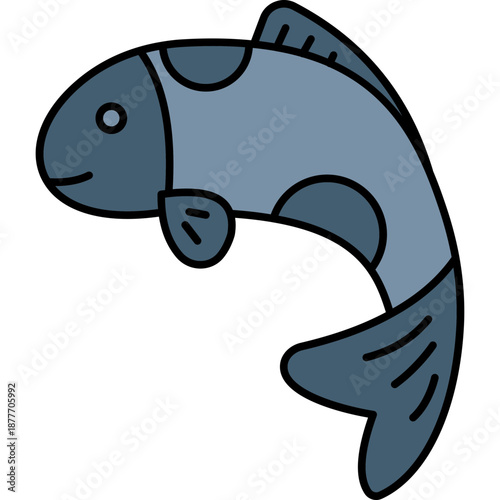 Carps Colored Outline Icon for Chinese New Year, Lucky Fish & Prosperity Symbol Vector