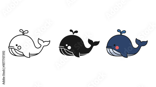 Whale Vector Illustration Set
