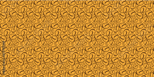 This seamless vector pattern features a minimalist design with hand-drawn coffee-related elements.