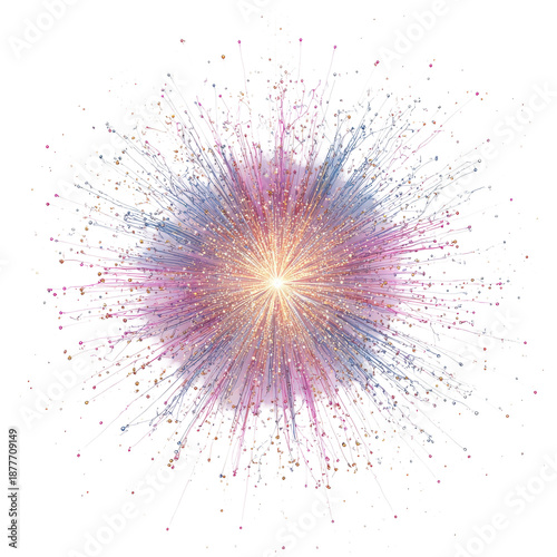 Colorful Firework Explosion on Transparent Background