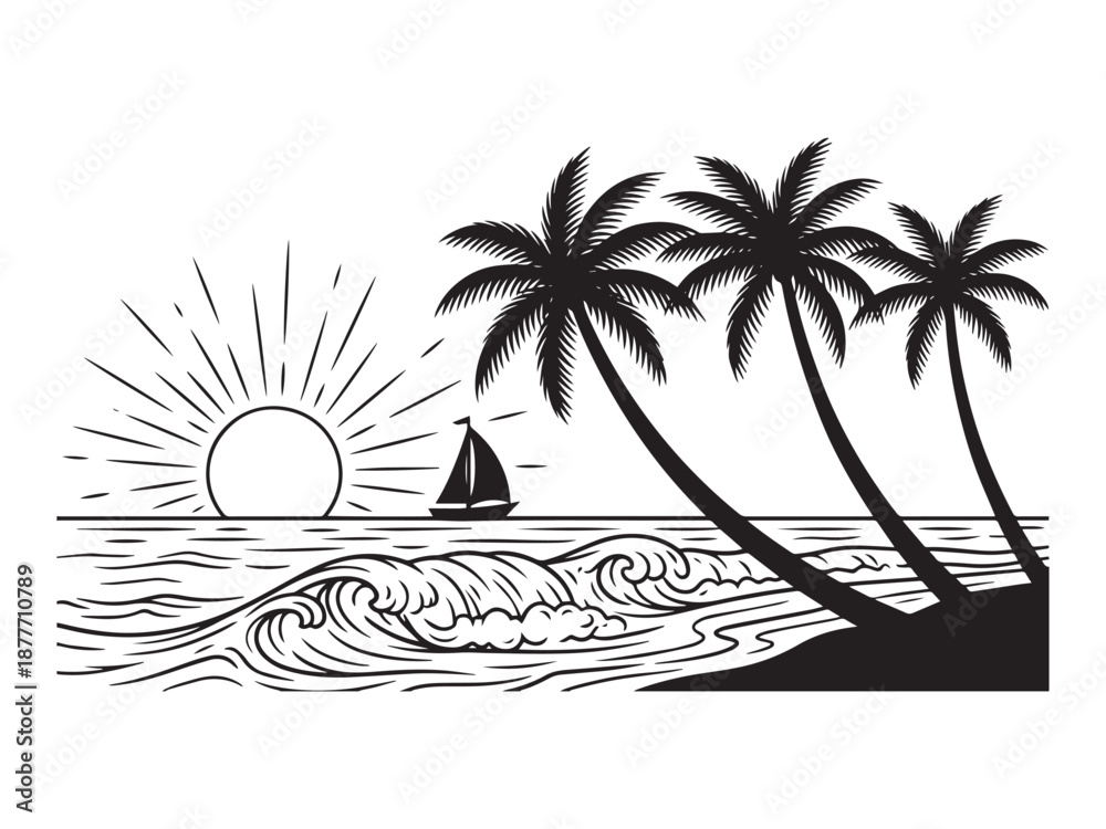 Fototapeta premium vector illustration of a tropical island