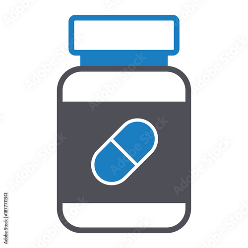 Pills Bottle Vector Icon which can easily modify or edit