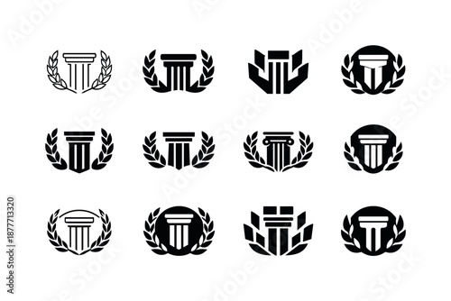 Political Ideologies Icon Set. The history of political ideologies and movements. Icon set. Set Logo of The history of political ideologies and movements: