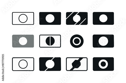Microscope Slides Icons. microscope slides. Icon set. Set Logo of microscope slides: circular specimen mount. harmonious logo variations of the same emblematic