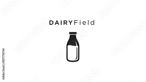 Simple Black and White Milk Bottle Illustration.
