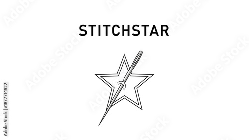 Star Shaped Sewing Needle Illustration Design.
