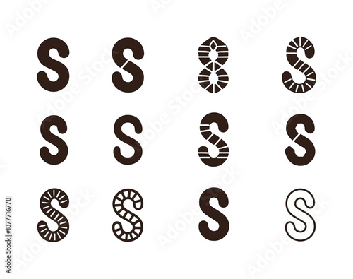 Worms Icon Set. Worms. Icon set. Set Logo of worms: compost worm symbol. harmonious logo variations of the same emblematic concept, each with different