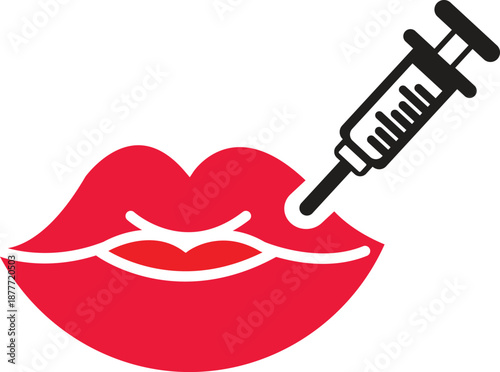 Lips icon. Lip augmentation. Lip filler injection. Vector icon isolated on white background.