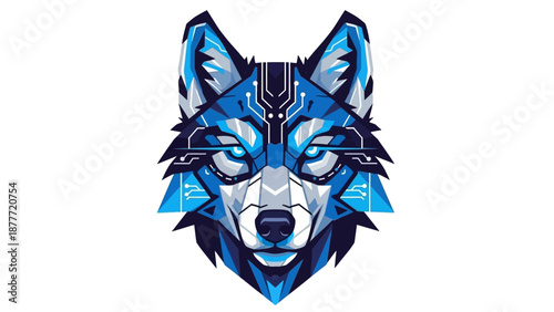 Cyberpunk Wolf Head Logo - Futuristic Animal Design