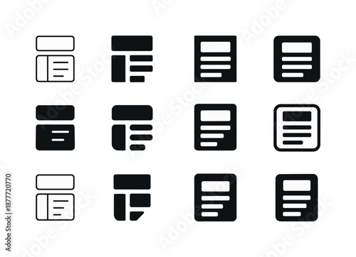 Typographic Logo Variations. Typographic hierarchy. Icon set. Set Logo of typographic hierarchy: headline block. harmonious logo variations of the same