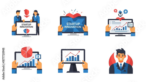 Wallpaper Mural Startup Innovation Business Growth Icons Set Torontodigital.ca