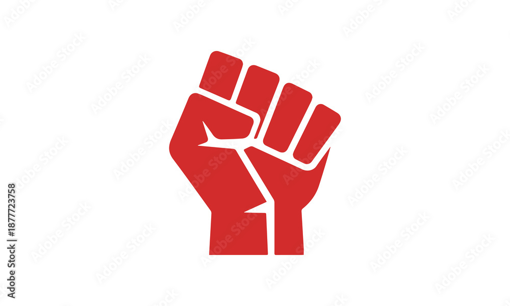 Fototapeta premium Black Raised Fist Strength and Solidarity Icon