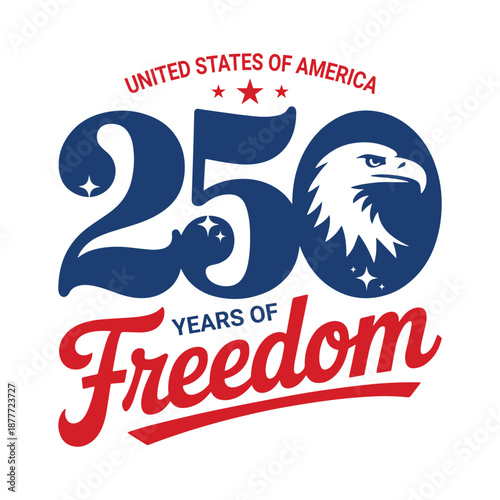 USA Independence 250 Years Freedom Handwritten Vector Illustration for posters, t-shirts, logos, or banners
