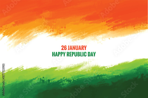 Elegant indian republic day tricolor theme watercolor texture background