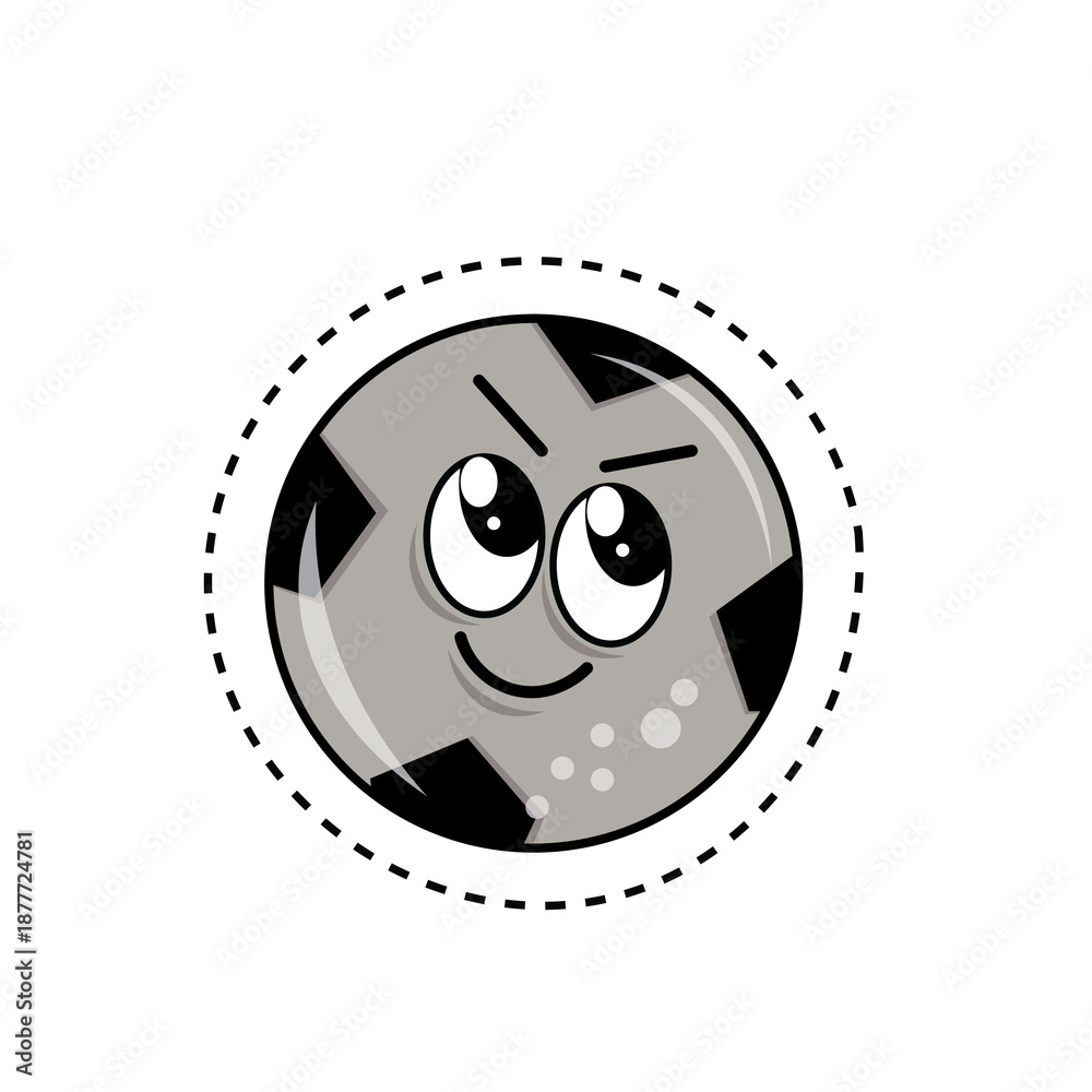 Fototapeta premium Cheerful Ball Character Icon with Dotted Line