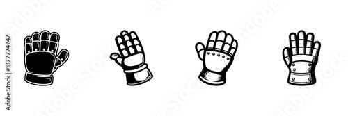 Medieval Gauntlet Gloves In Hand Drawn Style Set. Historical Armor Protection, Knight Equipment Doodle Sketch Collection. Vintage Battle Gear. Isolated Vector Illustration