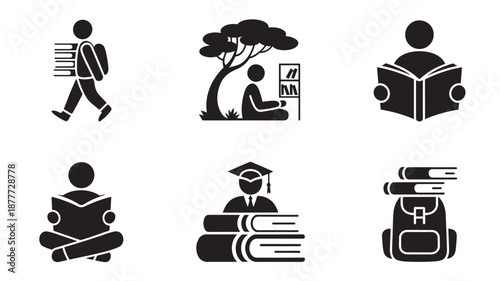 Vector Illustration Of People Studying And Reading Books For Education Concept On Transparent Background