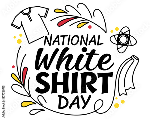 White Shirt Fashion Vector Illustration, National White Shirt Day Minimal Clothing Design