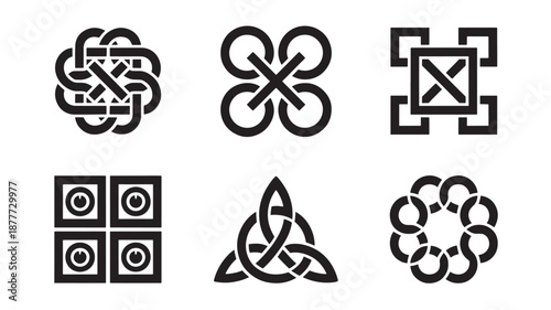 Set Of Celtic Knotwork Vector Illustrations For Graphic Design And Branding On Transparent Background