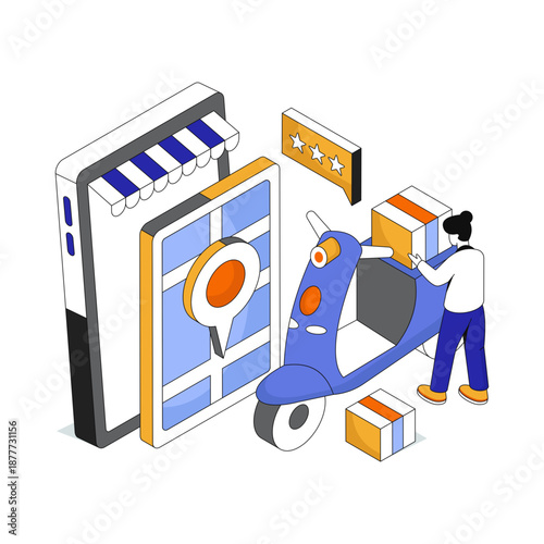 Creative design illustration of online parcel tracking 