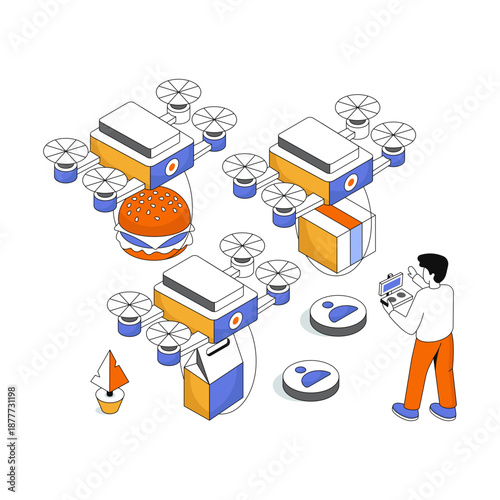 Modern design illustration of drone delivery