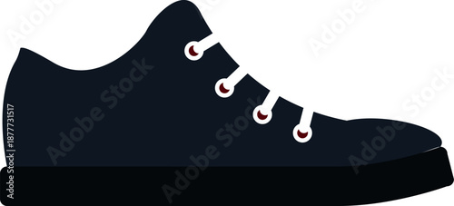 Pair of Casual Black Sneakers with White Soles and Laces Vector Design
