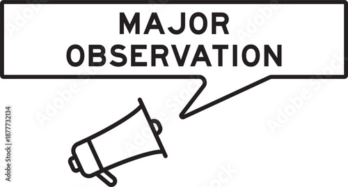 Megaphone icon with speech bubble in word major observation on white background
