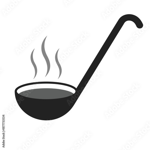 Soup Ladle Icon Hot Food Serving Spoon Vector Silhouette