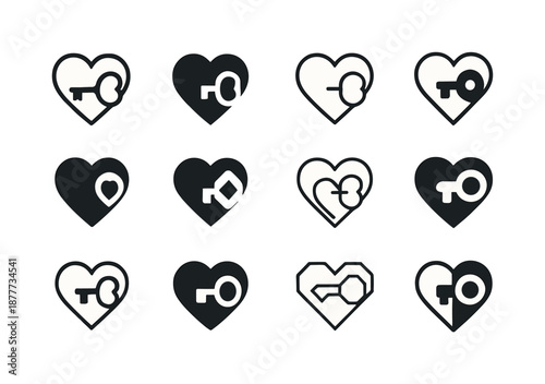 Emotional Connection Icons. Understanding emotional needs in romantic relationships. Icon set. Set Logo of understanding emotional needs in romantic
