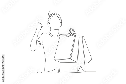 Dia do consumidor concept one-line drawing