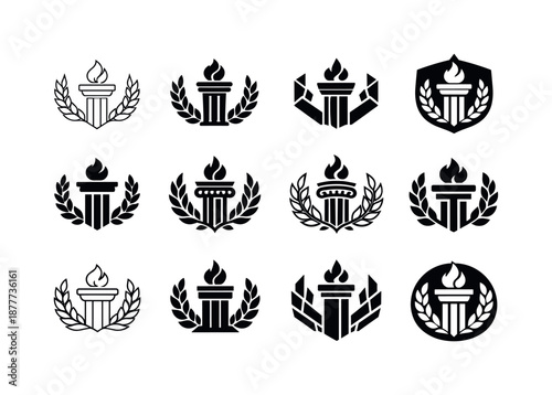 Political Ideologies Icon Set. The history of political ideologies and movements. Icon set. Set Logo of The history of political ideologies and movements: