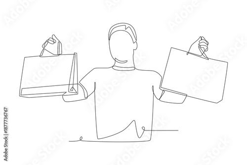 Dia do consumidor concept one-line drawing